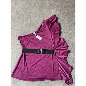 Y2K 90s One Shoulder Top Belted Womens Sz Medium Hot Pink Whimsigoth Dark Fairy